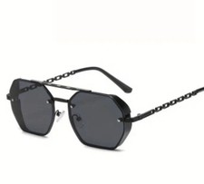 Unisex Oversized shield sunglasses With Chic Framed Chain Design