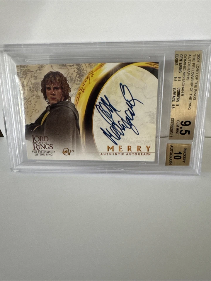 Topps Lord of the Rings LOTR FOTR Dominic Monaghan Auto  Gem Mint 9.5 - Image 4 of 4