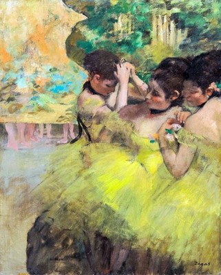 Edgar Degas Yellow Dancers In the Wings Giclee Print on Canvas 8x10 Ballet Art
