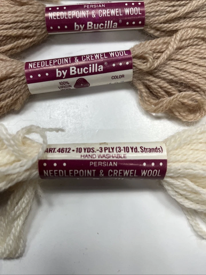 4 Skeins Vintage Bucilla Needlepoint & Crewel Wool Persian Type Yarn 3 Ply 10 Yd - Image 3 of 4