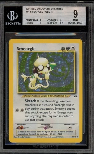 Pokemon Smeargle Neo Discovery Unlimited Holo Rare #11 BGS 9 Mint