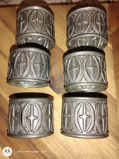 Metal Napkin Rings Mid Evil Scroll Decorative Round Lot of 6