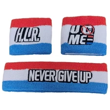 John Cena HLR Red White Blue USA Headband Wristband Set