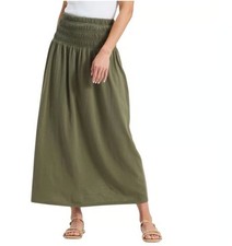 Universal Thread Women's Kint Smocked Maxi A-Line Skirt Size L Mountain Green