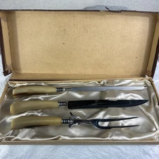 Vintage Böker Tree Brand 3-Piece Carving Set Faux Stag Handles w/ Box Germany