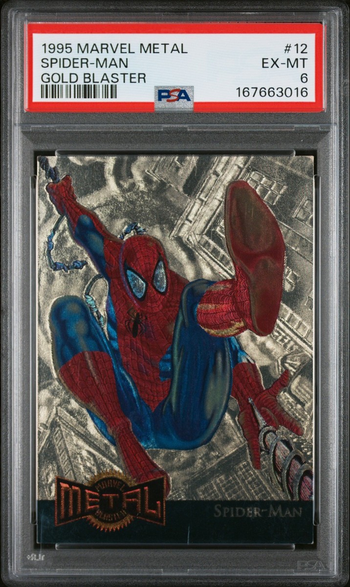 1995 MARVEL METAL METAL BLASTER GOLD BLASTER #12 SPIDER-MAN PSA 6