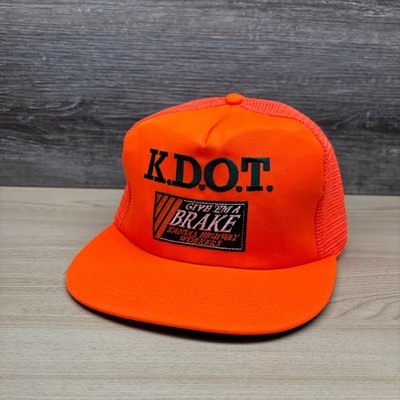 Vintage Kansas Highway Workers Hat Cap Snap Back Orange KDOT Give