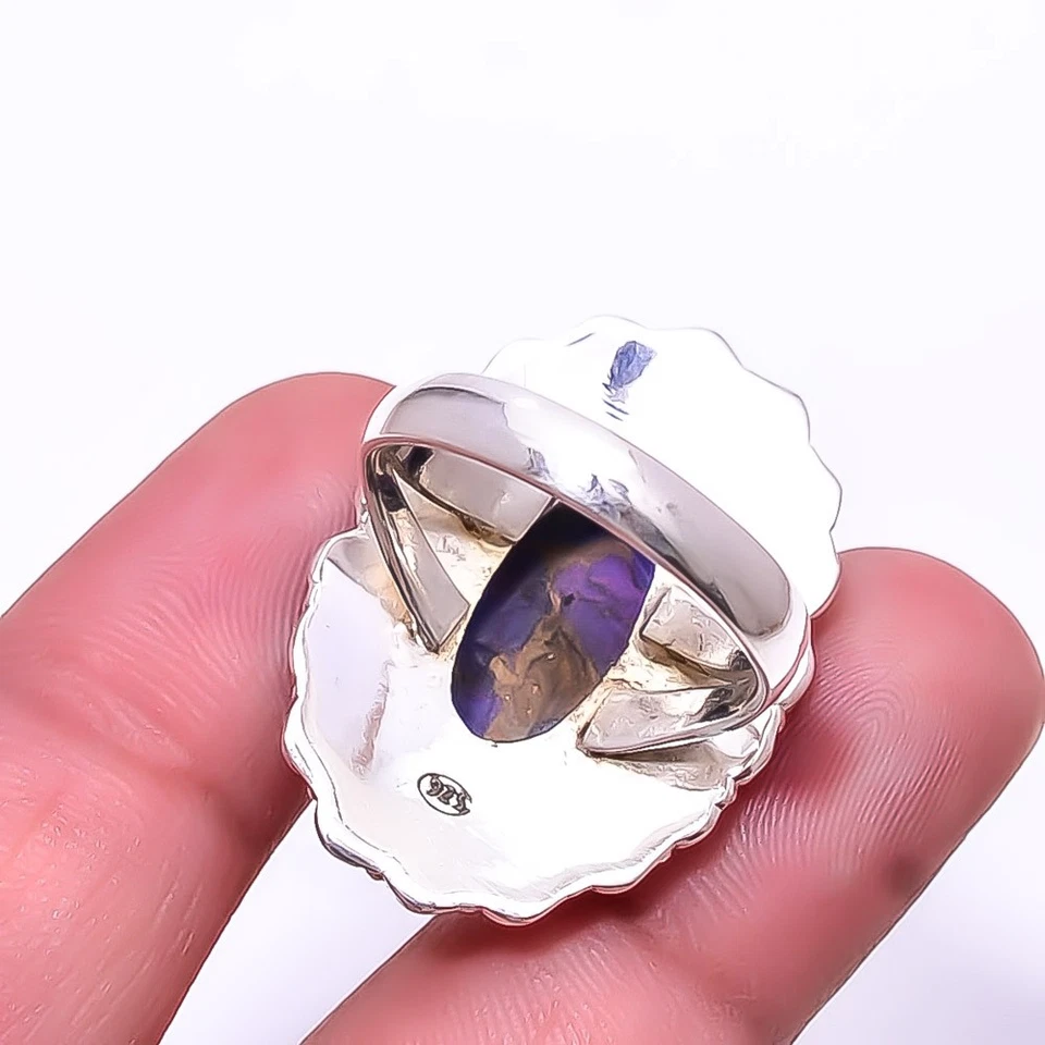 Anillo Cobre Púrpura Turquesa Bellas Artes Oxidado Plata de Ley 925 S.10 R69 Foto 2 de 4