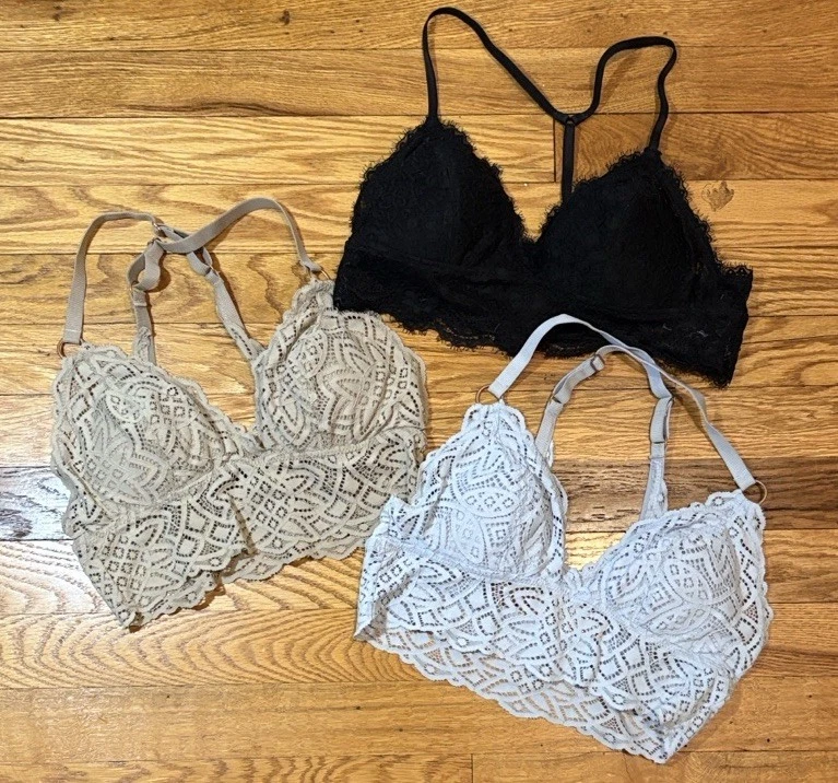 Aerie Women's Cream/black/tan Lace Bralette Size Small - Image 2 of 4