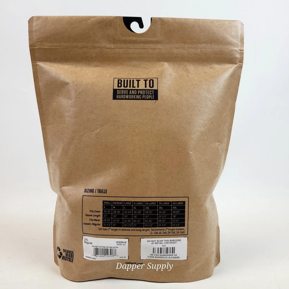 Carhartt Heavyweight Stretch Fleece Camo Base Layer Pants Mens 2XL UH0284-M New - Image 3 of 4