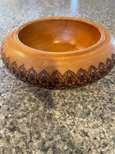 Small Carved Wooden Trinket Bowl 6.5" Wide