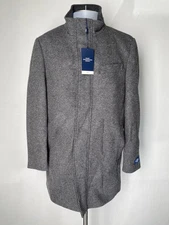 Hart Schaffner Marx Mens Coat Light Grey Size M Genoa Wool Blend Twill Striped