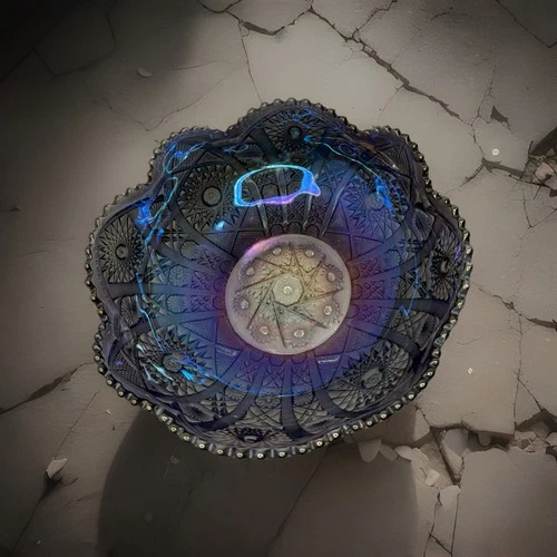 Vintage Imperial Carnival Glass Bowl Dark Amethyst Purple Iridescent Indiana 10"