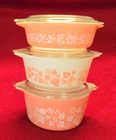 Vintage PYREX Pink Gooseberry Casserole Dishes with Lids – Set of 3 (471-472-473