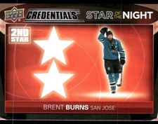 2021-22 Upper Deck Credentials #2S-8 Brent Burns Star of the Night: Second Star