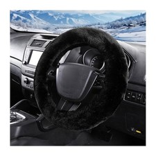 Car Fuzzy Steering Wheel Cover, 15 inch Fluffy Soft Steering Wheel Protector ...