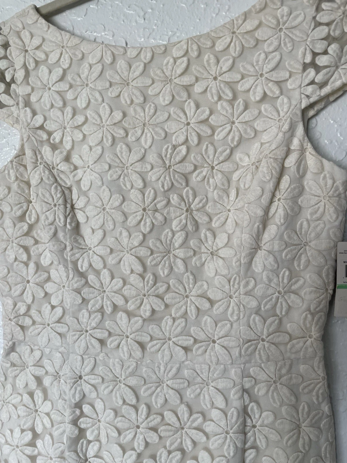 OFF WHITE Abito tubino M bianco sporco margherita pizzo taglia 8 nuovo con etichetta