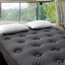 Memory Foam Mattress Topper Short Queen, RV Camper Queen Mattress Pad with Deep