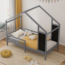 Kid House Bed Frame Single Bed Solid Wood House Shape Child Floor Frame UK