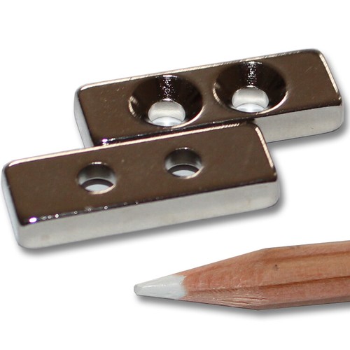 1 IMÁN CUADRADO DE NEODIMIO 30x10x5 mm con 2x AGUJERO DESCENSO NORTE 6 KG ATORNILLAR - Imagen 2 de 2