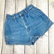 Vintage Lee Distressed Striped Cut Off Jean Shorts Size 9
