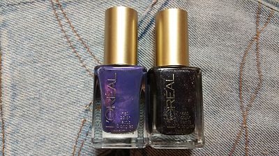 L'Oreal Nail Polish Lacquer Lot Bad Bad Grey & It's Now or Never - gray purple