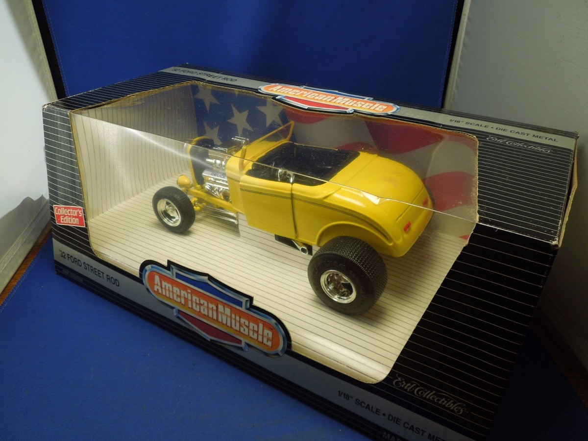 Miniature Ertl 1/18 – 1932 Ford Street Rod Deuce – Jaune, Diecast – Occasion