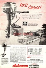 1955 Advert for JOHNSON Range SEA HORSE Boat Outboard Motors Original Print Ad