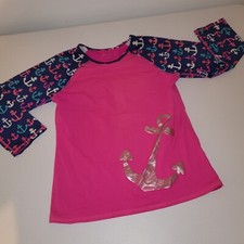 Garnet Hill Kids Girls Long Sleeve Anchor Swim Top 14