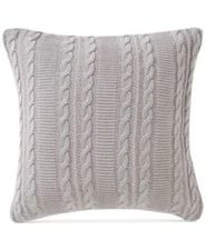 VCNY Home Pillow Cotton Cable Knit Decorative Pillow for Bed or Couch, 18" x 18"