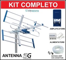 Kit Antenna Tv Esterna Digitale Terrestre UHF Amplificatore Da Palo 5G 2 Uscite