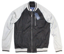 BEN SHERMAN Mens Small Track Jacket Black Gray Full Zip Casual NEW