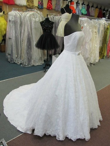 White Lace Ballgown Bridal Wedding Gown Dress Train 6 Forever Yours 45226 - Picture 4 of 12