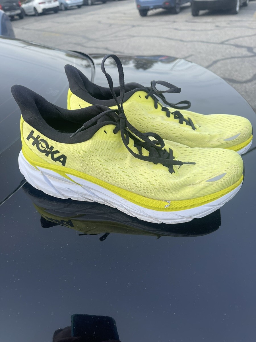 Hoka One One Womens Clifton 8 Yellow Running Shoes Size 10.5