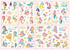8 X Kids Mermaid Temporary Waterproof Tattoos Stickers Removable US TF 