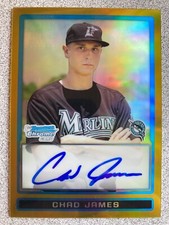 2009 Bowman Draft Prospects Chrome Gold Refractor 15/50 Chad James #BDPP92 Auto