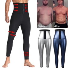 Men's Sauna Pants Waist Trainer Body Shaper Sweat Slimming Yoga Leggings Gym Hot