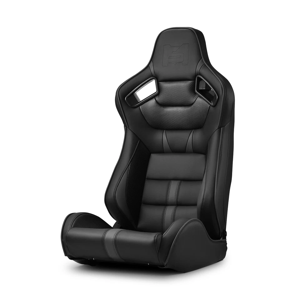 Par de asientos de coche reclinables de cuero PVC universal serie VIPER negro Foto 3 de 4