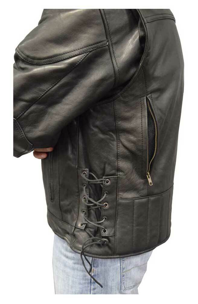 Redline Men's Touring Leather Motorcycle Jacket w/ Gator Lining M