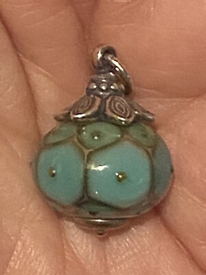 James Avery Brand New in Box Retried Floret Turquoise Glass Art Finial  Charm