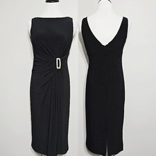 Nwt Anne Klein Little Black Dress 4 Womens Gathered Buckle Cocktail Corpcore lbd