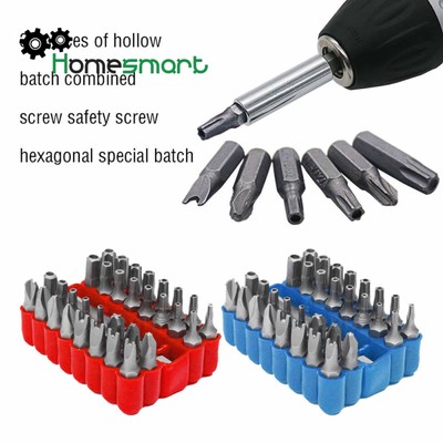 33PCS Security Tamper Proof Torx Bit Spanner Star Hex Holder Rod Screwdriver AHS