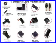A AA AAA Coin Battery Holder and 9 Volt Battery Snap - Mr Circuit