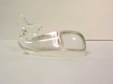 Vintage STEUBEN Crystal SPERM WHALE Figurine / Paperweight, Signed