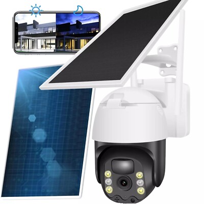 Wireless Solar Battery Powered Wifi Outdoor Home Security Camera System Rotating