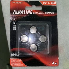 E-Circuit AG13  LR44 (4) Pack Alkaline Button Cell Batteries Best Before 6/2023