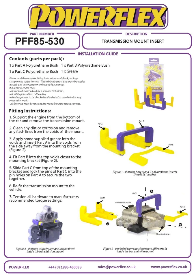 Inserto De Montaje De Transmisión Powerflex Para VW Touran (2003-2015) PFF85-530 - Imagen 3 de 4