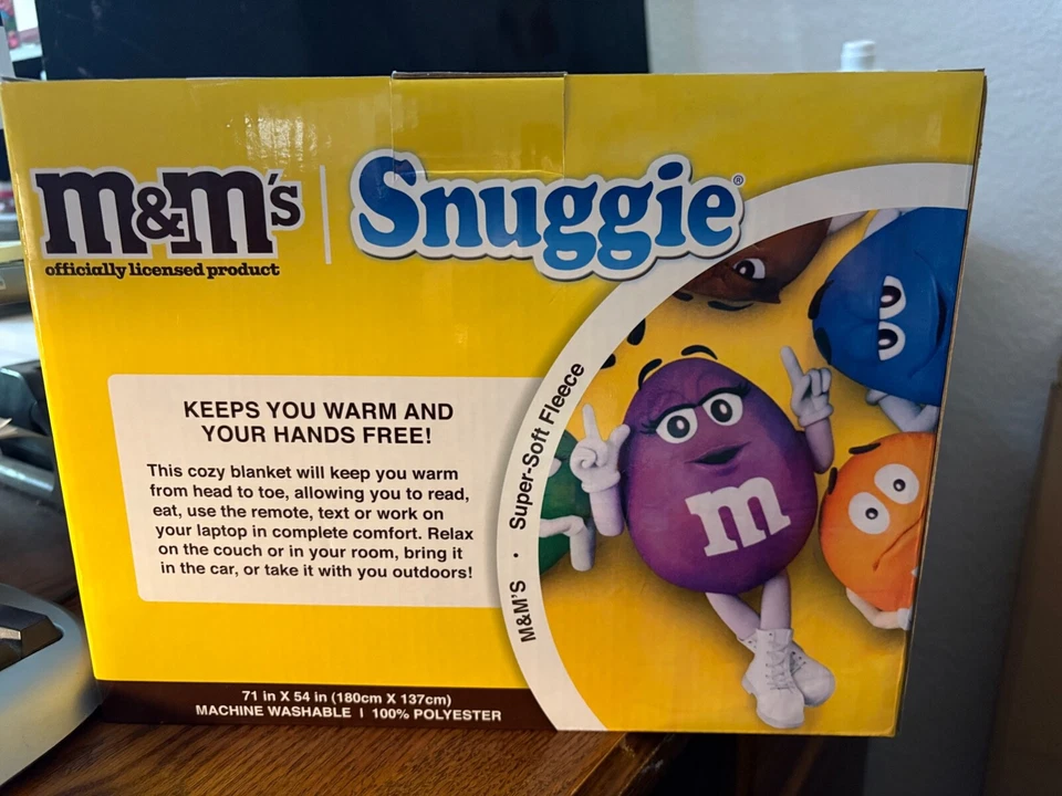 Snuggie M&M's Fleece Blanket w/ Sleeves - 71” x 54” - New- Free Shipping - Image 2 of 4