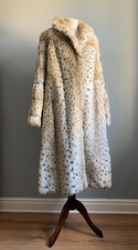 Ken Faux Fur Coat Long Mink Snow Leopard Astraka Maxi Vintage 10 12 Tissavel