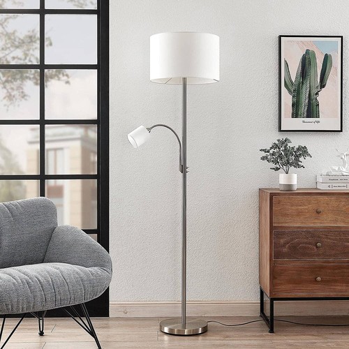 Stoff Stehlampe,Stehleuchte Textil,Standleuchte Lampenschirme weiß,1x E27 max. - Bild 3 von 9